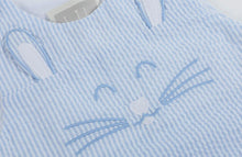 Load image into Gallery viewer, Blue SeerSucker Bunny Face Shortall