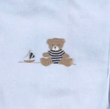 Load image into Gallery viewer, Blue Mariner Bear Hand Embroidery Pima Cotton Bubble