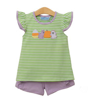 Load image into Gallery viewer, Halloween Ruffle Appliqué Short Set
