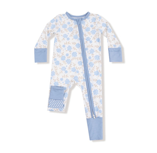 Baby Blue Floral 2 Way Zipper Romper