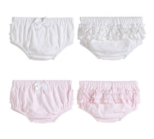 Load image into Gallery viewer, Pink &amp; White Ruffle with Bow Bloomer Set