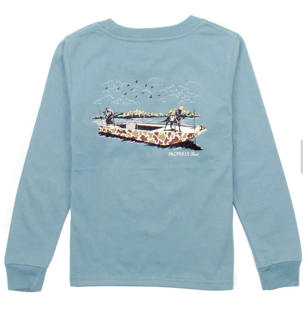 Boys Boat Ride Steel Blue Shirt