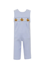 Load image into Gallery viewer, Petit Bebe Boys Light Blue Striped Knit Longall - Smocked Turkeys