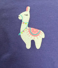Load image into Gallery viewer, Long Sleeve Navy Ruffle Swing Top-Llama Appliqué
