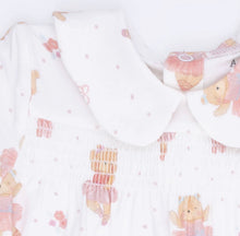 Load image into Gallery viewer, Angel Dear Teddy Bear Ballerina-Smocked Peter Pan Snap Footie