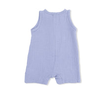 Load image into Gallery viewer, Angel Dear Solid Muslin Blue Blizzard-Sleeveless Shortie Romper