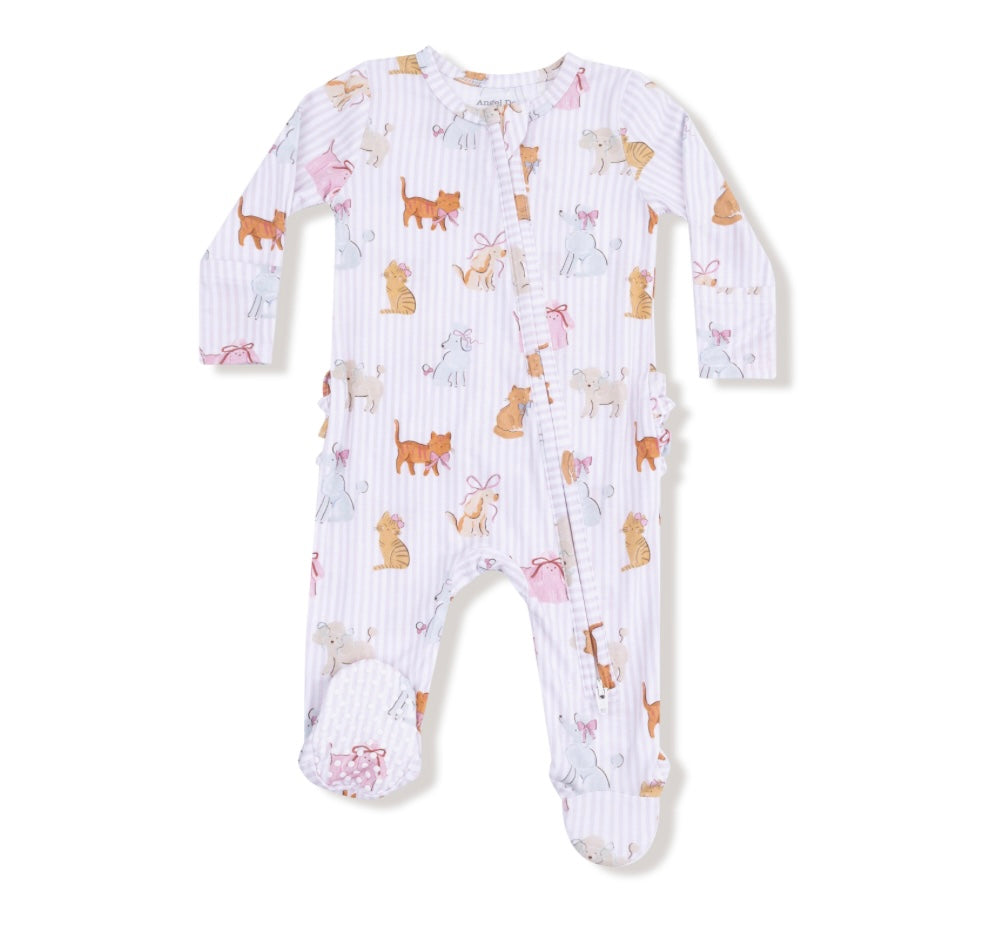 Fancy Pants-2 Way Zipper Ruffle Back Footie