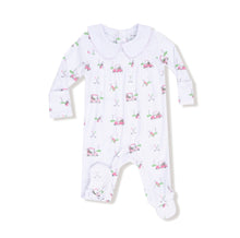 Load image into Gallery viewer, Baby Golf Carts Pink Smocked Peter Pan Collar Snap Footie