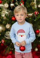 Load image into Gallery viewer, Light Blue French Terry Pullover-Santa Appliqué