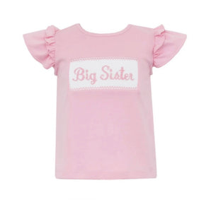 Pink Hand Smocked Big Sister T-Shirt