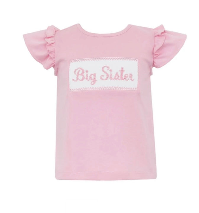 Pink Hand Smocked Big Sister T-Shirt