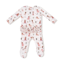 Load image into Gallery viewer, Cowgirl Dogs 2-Way Ruffle Back Zipper Footie