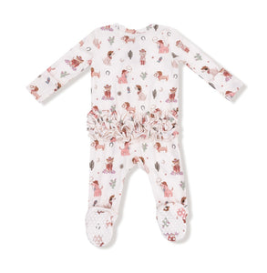 Cowgirl Dogs 2-Way Ruffle Back Zipper Footie