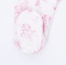 Load image into Gallery viewer, Angel Dear Puppy Toile Pink 2 Way Ruffle Back Zipper Pajama Footie