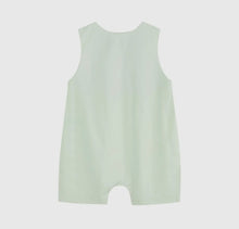 Load image into Gallery viewer, Honey Dew Green Bunny Smocked Shortall