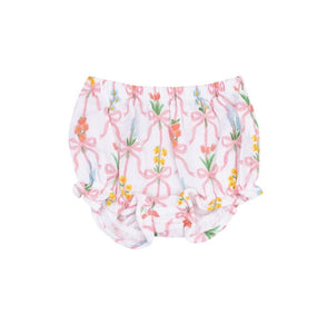 Ribbon Bouquets Scallop Open Back Top with Bloomer Set