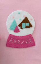 Load image into Gallery viewer, Light Pink Double Edge Long Sleeve Shirt-Snow Globe with House Appliqué