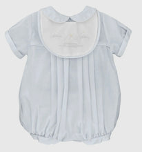 Load image into Gallery viewer, Light Blue Romper with Sailboat Embroidery &amp; Matching Hat Set