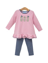 Load image into Gallery viewer, Dog Appliqué Ruffle Pants Set