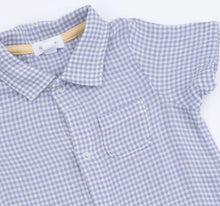 Load image into Gallery viewer, Angel Dear Micro Gingham Blue Blizzard Polo Shortie Romper