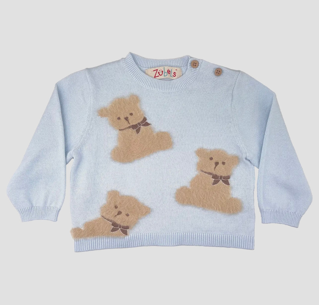 Bear Light Weight Knit Sweater-Blue
