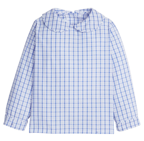 Little English Peter Pan Shirt-Woodberry Plaid