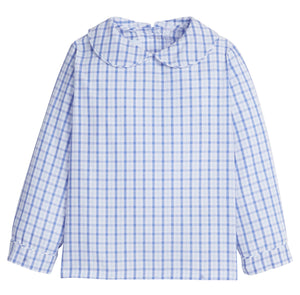 Little English Peter Pan Shirt-Woodberry Plaid
