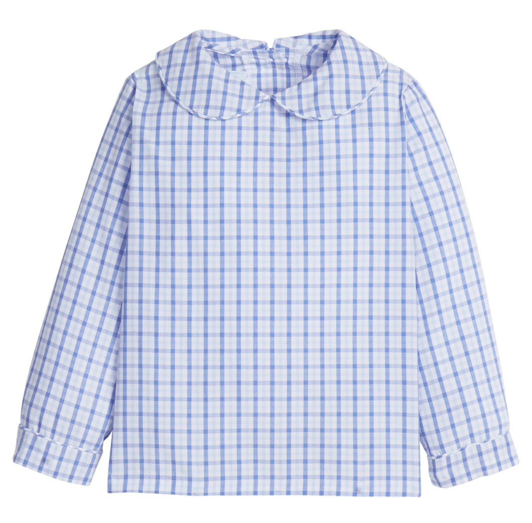 Little English Peter Pan Shirt-Woodberry Plaid