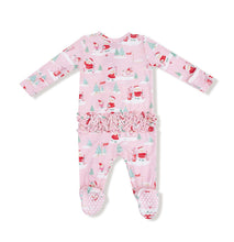 Load image into Gallery viewer, Golfing Ms. Claus &amp; Elves Pink  Ruffle Footie