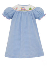 Load image into Gallery viewer, Golf Blue Stripe Knit Bishop Dress