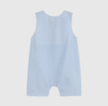 Load image into Gallery viewer, Blue SeerSucker Bunny Face Shortall