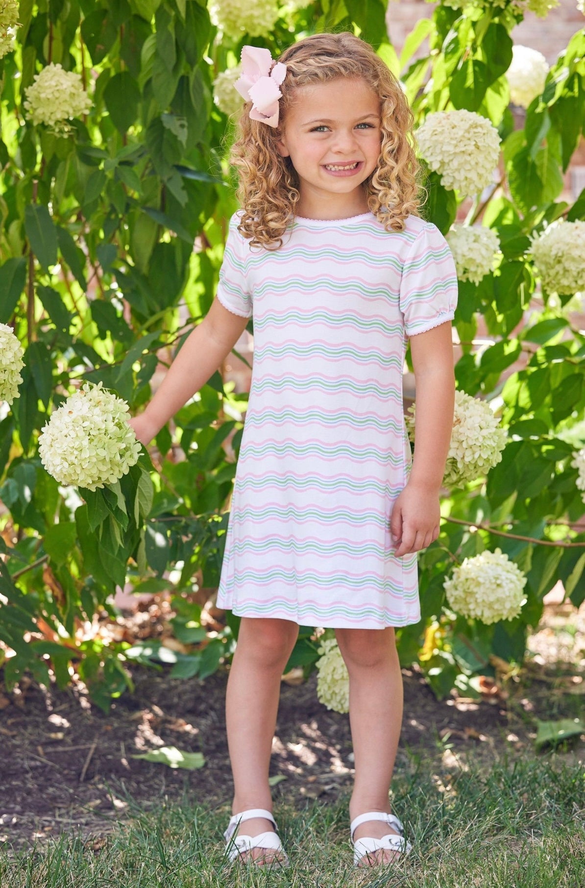 Printed T-Shirt Dress- Squiggle Striped  Cela Baby