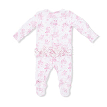 Load image into Gallery viewer, Angel Dear Puppy Toile Pink 2 Way Ruffle Back Zipper Pajama Footie