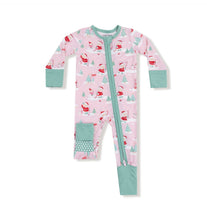 Load image into Gallery viewer, Golfing Ms. Claus &amp; Elves Pink 2-Way Zipper Romper