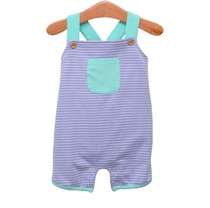 Oliver Shortall-Cadet Blue & Mint Striped Jumper