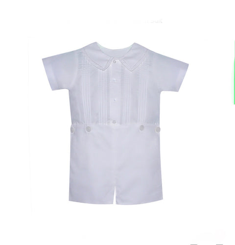 Baby Sen Elastic Joseph Button-On Suit-White