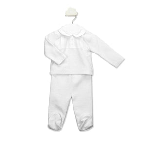 Babidu Button Detail Diamond 2-Piece White Set