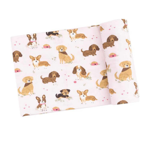 Best Friends Dogs Swaddle Blanket Pink