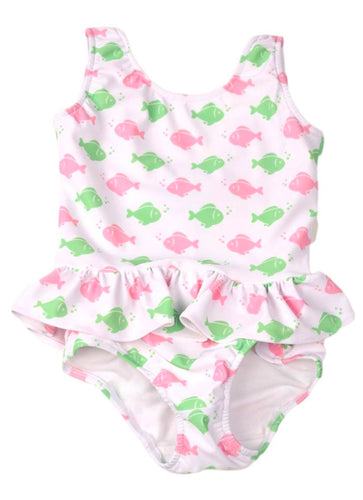 Funtasia Too’s Girls Fish Ruffled One Piece Bathing Suit