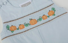 Load image into Gallery viewer, Light Blue Smocked Pumpkin Overalls