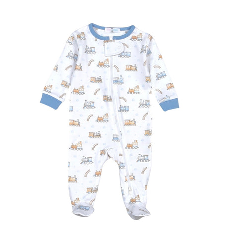Choo Choo Pima Cotton Zipper Footie