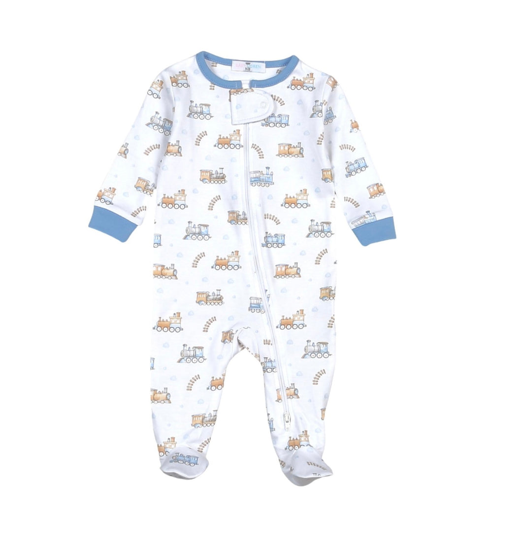 Choo Choo Pima Cotton Zipper Footie