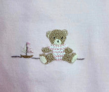 Load image into Gallery viewer, Pink Ruffles Mariner Bear Hand Embroidery Pima Cotton Bubble