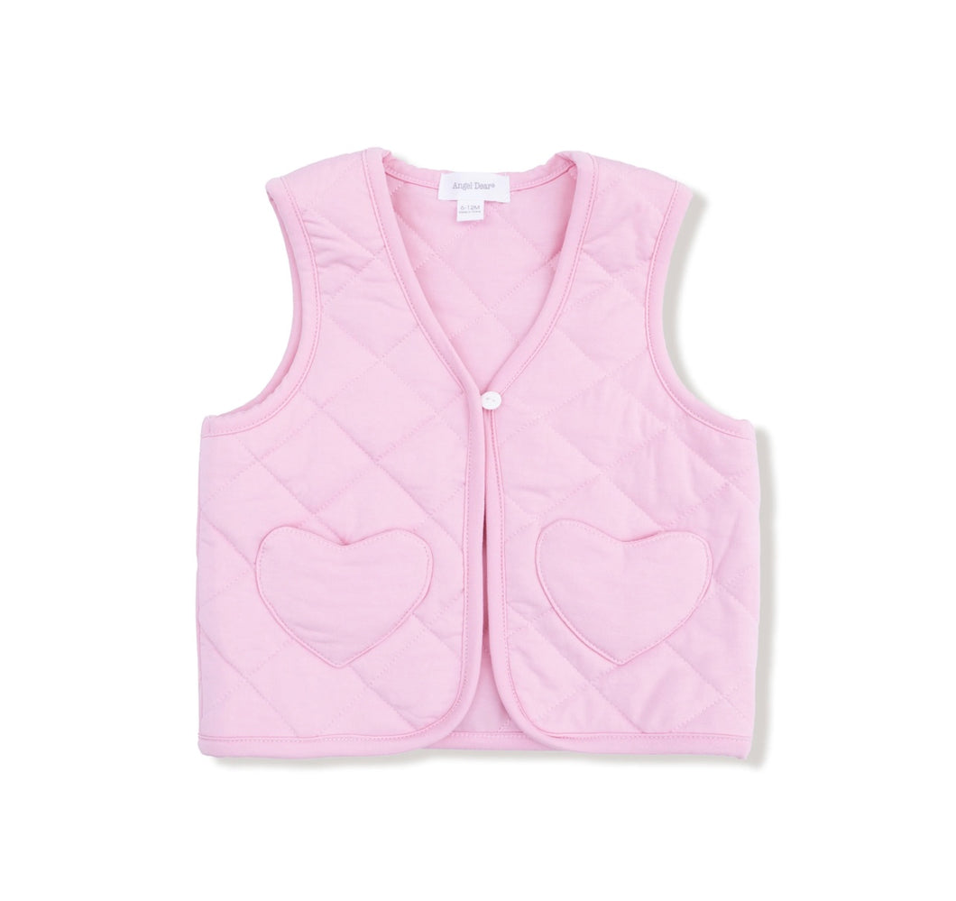 Romance Rose Quilted Vest with Heart Pocket