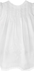 Embroidered White Dress with Lace Trim