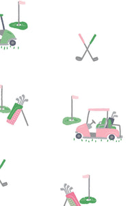 Baby Golf Carts Pink Smocked Peter Pan Collar Snap Footie