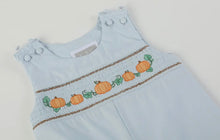 Load image into Gallery viewer, Light Blue Smocked Pumpkin Overalls