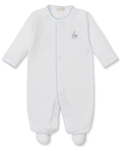 Load image into Gallery viewer, Premier Noah’s Ark Hand Embroidery Footie-Blue Pointelle