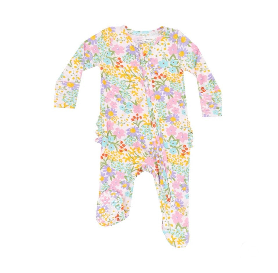 2 WAY ZIPPER RUFFLE BACK FOOTIE- AMELIA FLORAL