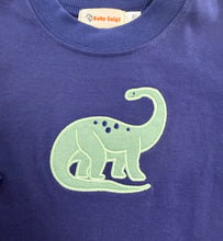 Load image into Gallery viewer, Boys Long Sleeve Navy Shirt-Brontosaurus Dinosaur Appliqué